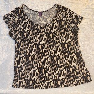 Beverly Drive Black and Cream Abstract Animal-Print Scoop Tee